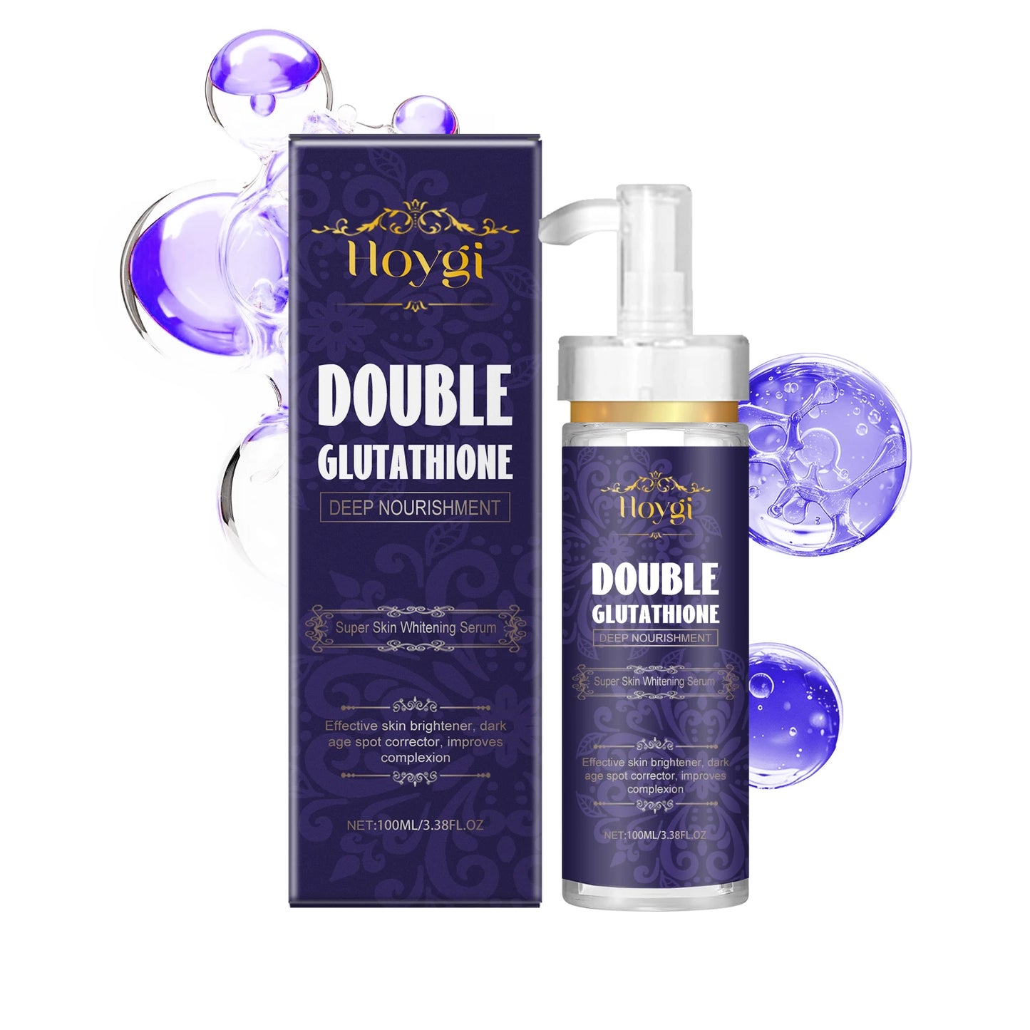 Hoygi 100ml Double Glutathione Serum For Skin Whitening Moisturizing Repair Dullness Remove Dark Spots Brighten Skin Care Serum 100ml boxed United States