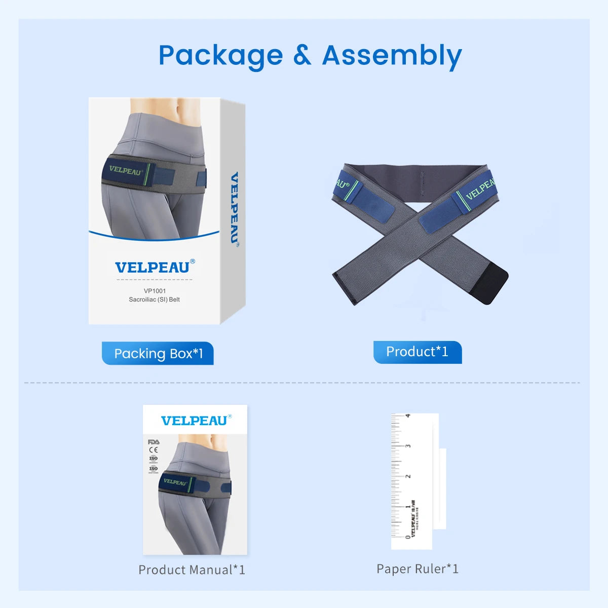 VELPEAU Sacroiliac Belt for Si Joint, Hip, Pelvic, Lower Back, Leg and Sacral Nerve Pain Relief, Pelvic Belt for Women and Men