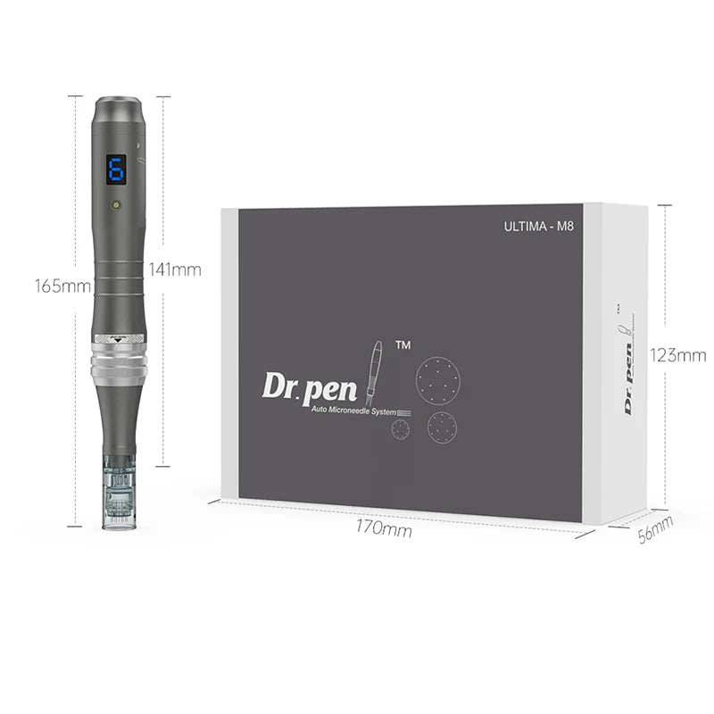 Bästa trådlösa Derma Pen Ultima M8 6 digitala hastighetsmikronålpenna med 20 st Dr Pen-nålpatroner för mikronålsbehandling