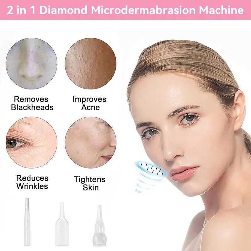 3in1 Diamond Microdermabrasion Machine For Facial Skin Care Blackhead Removal Acne Wrinkle Vacuum & Spray Tool