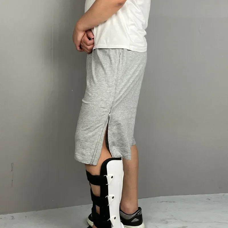 Summer Elder Adult After Fracture Operation Bedclothes Nursing Pants Are Easy To Wear and Take Off Disability Aids gray zipper 3L