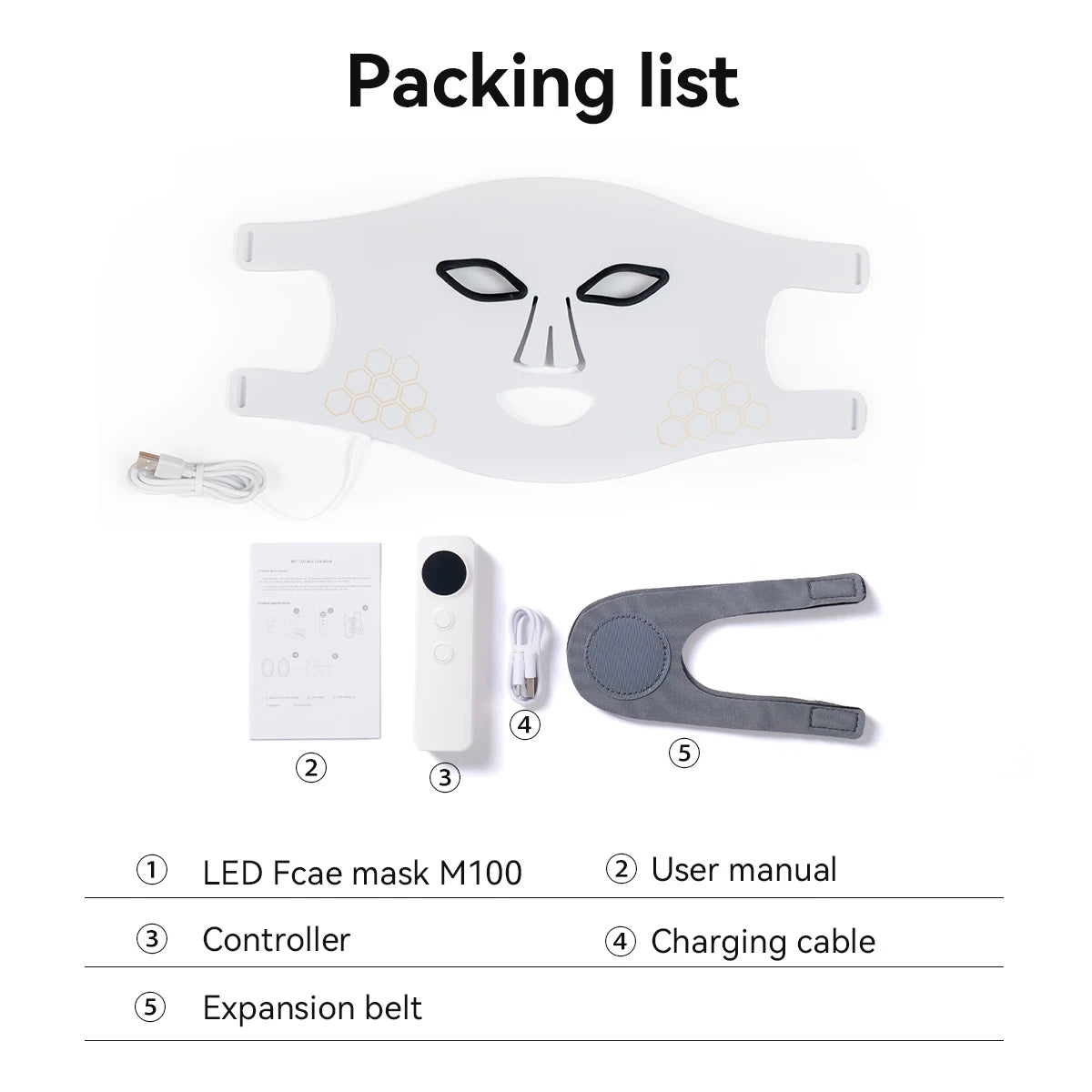 Hello Face Rechargeable Red Light Therapy Mask for Face & Neck Infrared LED Mask Skincare Device for Glowing Skin Only Face mask