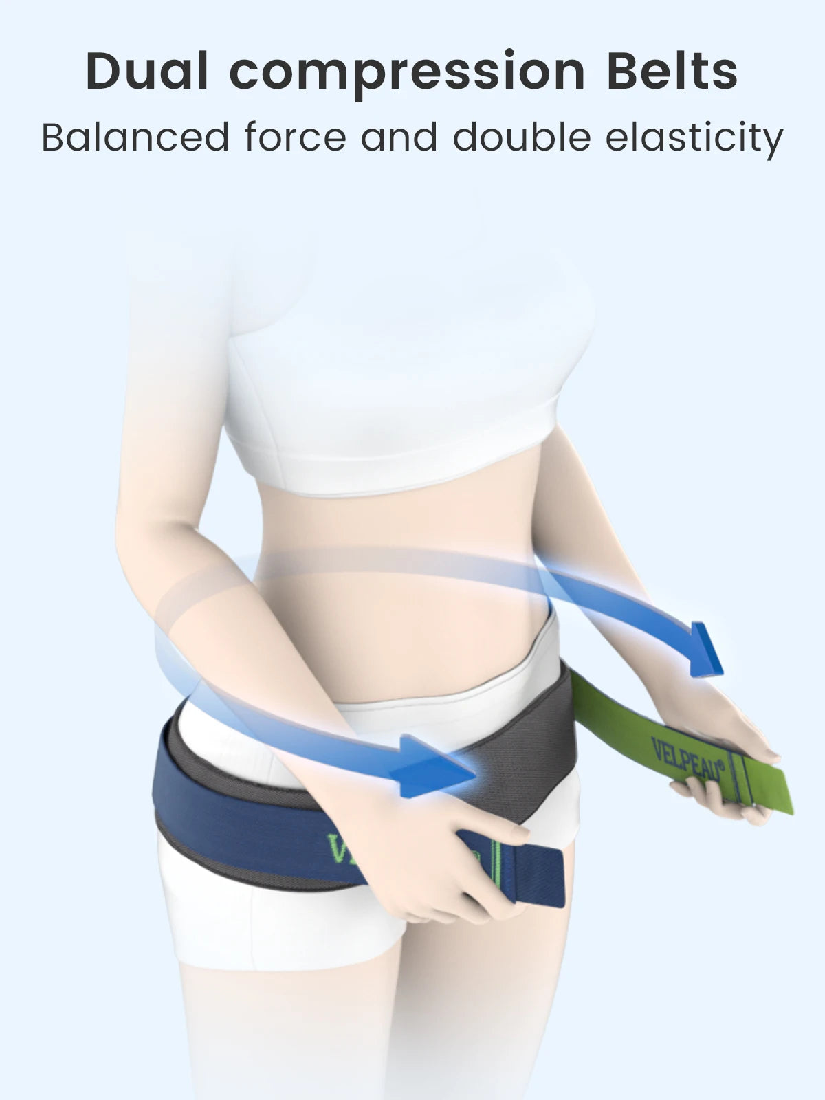 VELPEAU Sacroiliac Belt for Si Joint, Hip, Pelvic, Lower Back, Leg and Sacral Nerve Pain Relief, Pelvic Belt for Women and Men