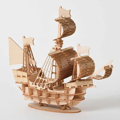 Diy 3d wooden puzzle for Assembly Puzzle Laser Cutting Sailing Ship Biplane Steam Locomotive Train Toy diy Kit for adults Child A
