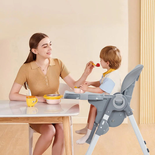 Baby High Chair, Multifunctional Infant Highchairs with Adjustable Height and Recline, Foldable High Chair for Babies & Toddlers