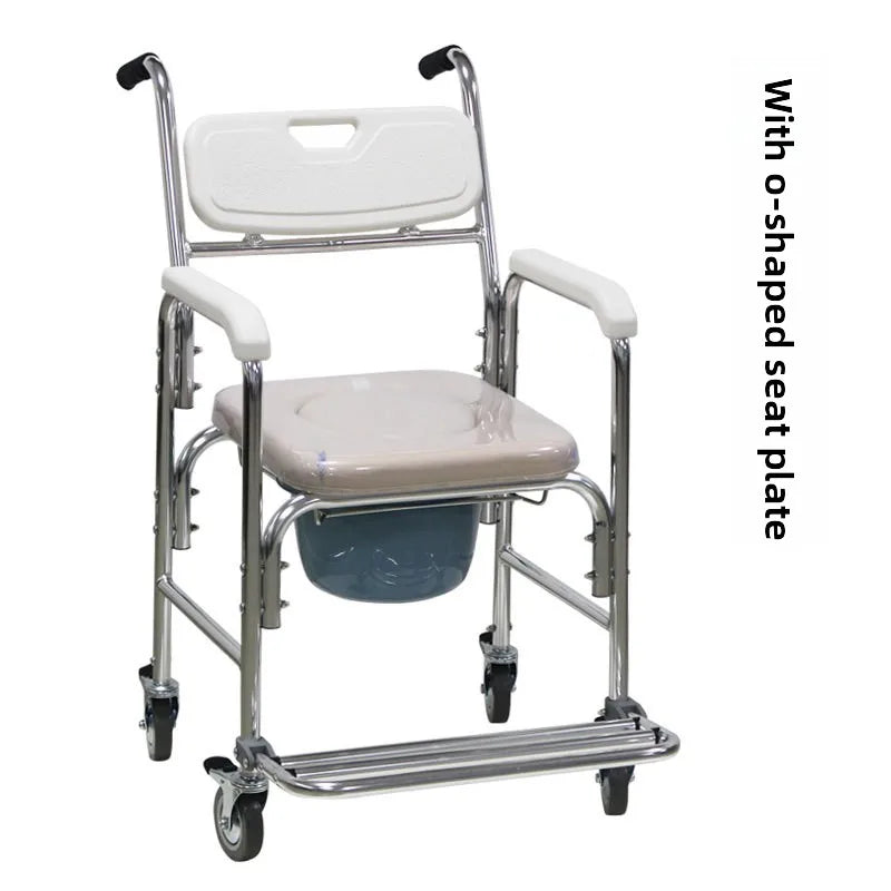 Lightweight Aluminum Alloy Shower Commode 300lbs Capacity Toilet Stool Foldable Wheelchair Seat Waterproof Durable Design