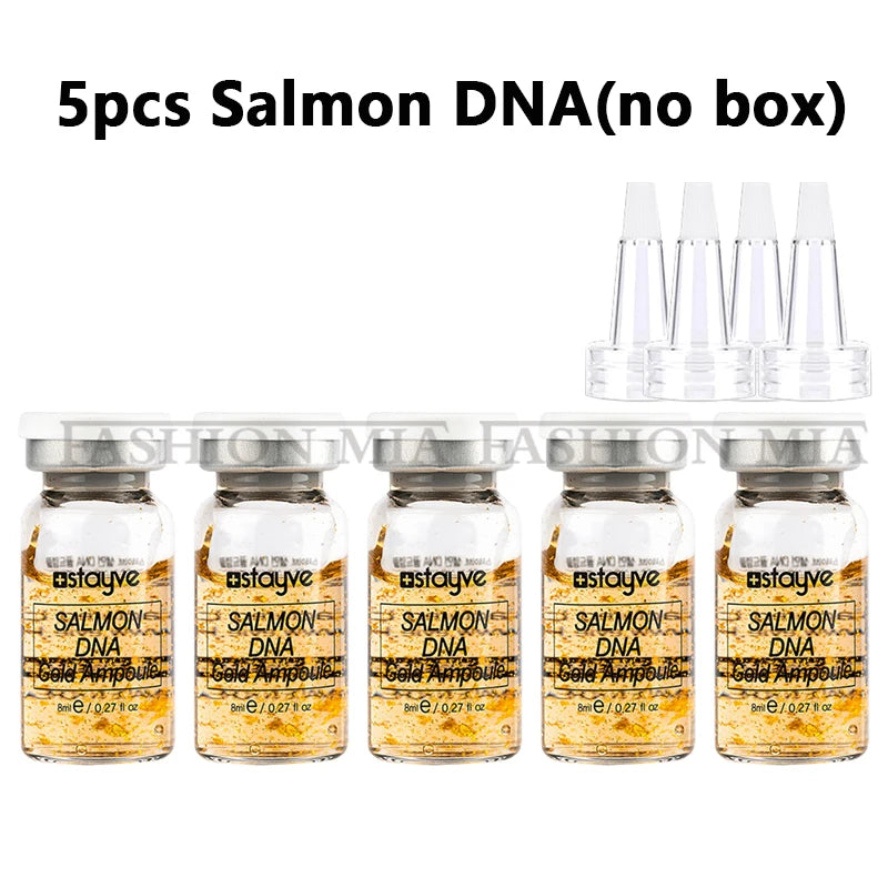 Stayve 8ml Salmon DNA Gold Ampoule Serum Kit Natural Brightening Whitening Moisturizing Rejuvenation Face Care Skin 5pcs DNA(no box)