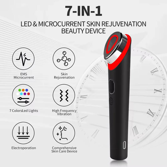 7 Colors EMS Microcurrent Facial Massager Age-R Booster Pro Anti Wrinkle Lift Device Home Use Beauty Tool for Skin Care & Rejuve