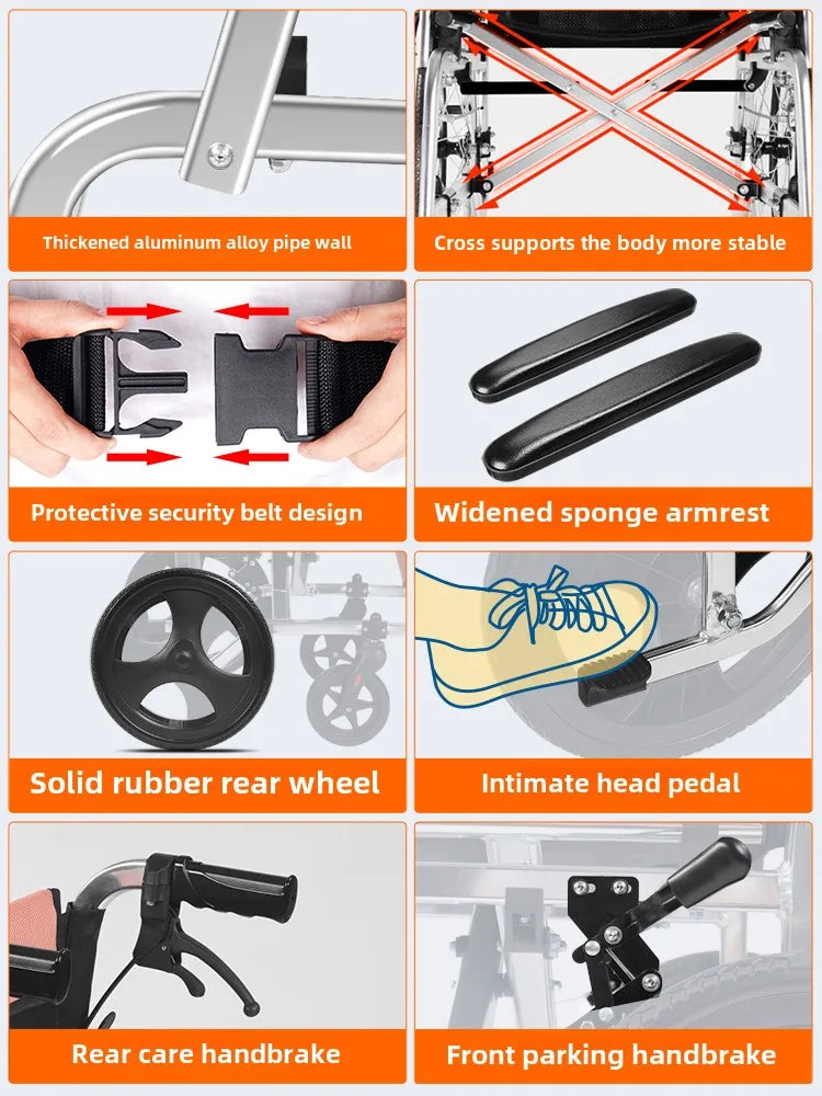 Wheelchair folding lightweight small trolley for the elderly portable elderly paralysis scooter