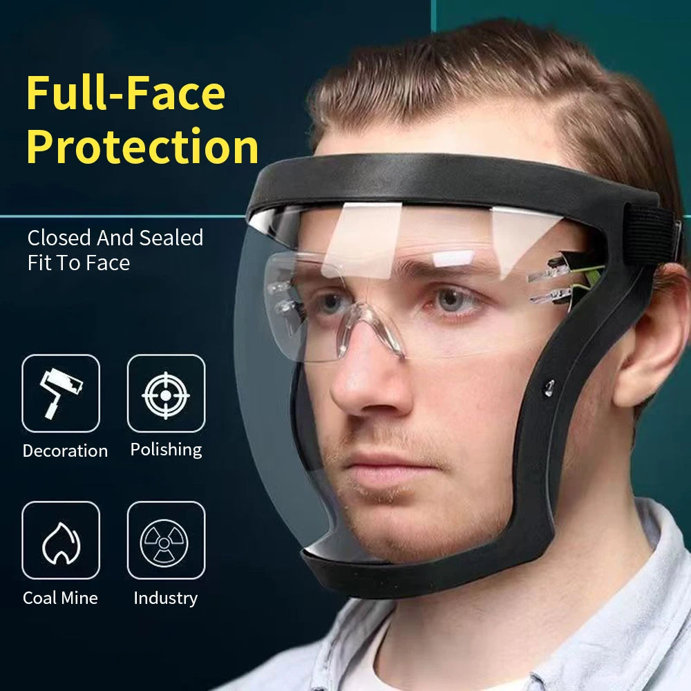 Dust and Anti Fog Transparent Mask High Definition Fog Free Pesticide Spraying and Welding Head-Mounted Full Face Protection