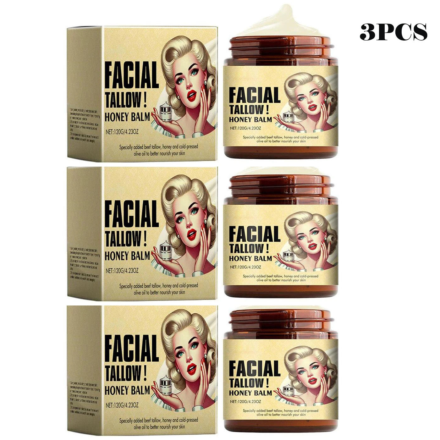 120g Whipped Beef Tallow And Honey Balm Moisturizing Beef Tallow Face Cream Body Lotion Grass Fed Grass Finished Face Cream Care