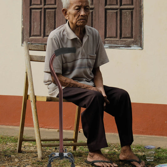 Four-Leg Walking Cane Aluminum Alloy Anti-Slip Senior Disabled Elderly Support Sturdy Steel Pipe Polished Comfort Handle