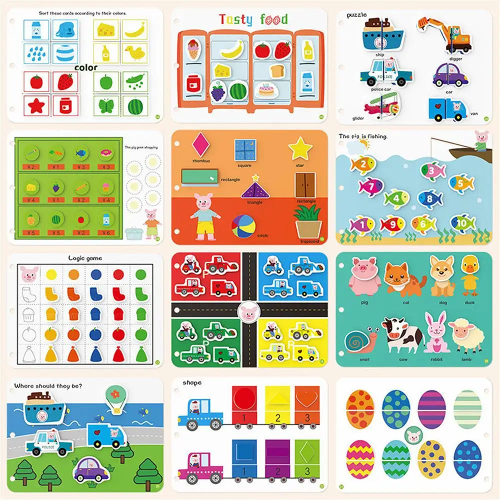 Montessori Lim Stille Bok Barneleke Lim Min Første Travle Barnebok Dyrenummer Matchende Puslespill Pedagogisk Leketøy Libros