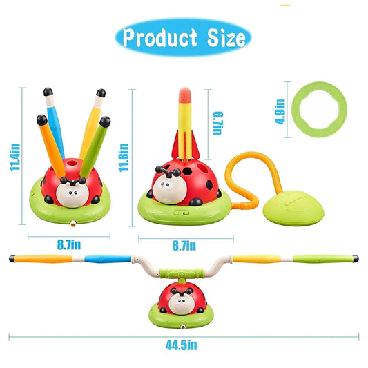 Ladybug Sport Entertainment Game Toy Multifunction Rope Skipping Machine Ferrule Jump Rocket Launcher Outdoor Educational