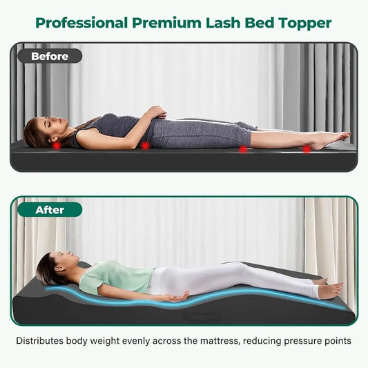 Lash Bed Topper, Ergonomic Curvy Massage Bed Mattr Topper, Massage Table Mattr For Beauty Salon, Washable Cover,