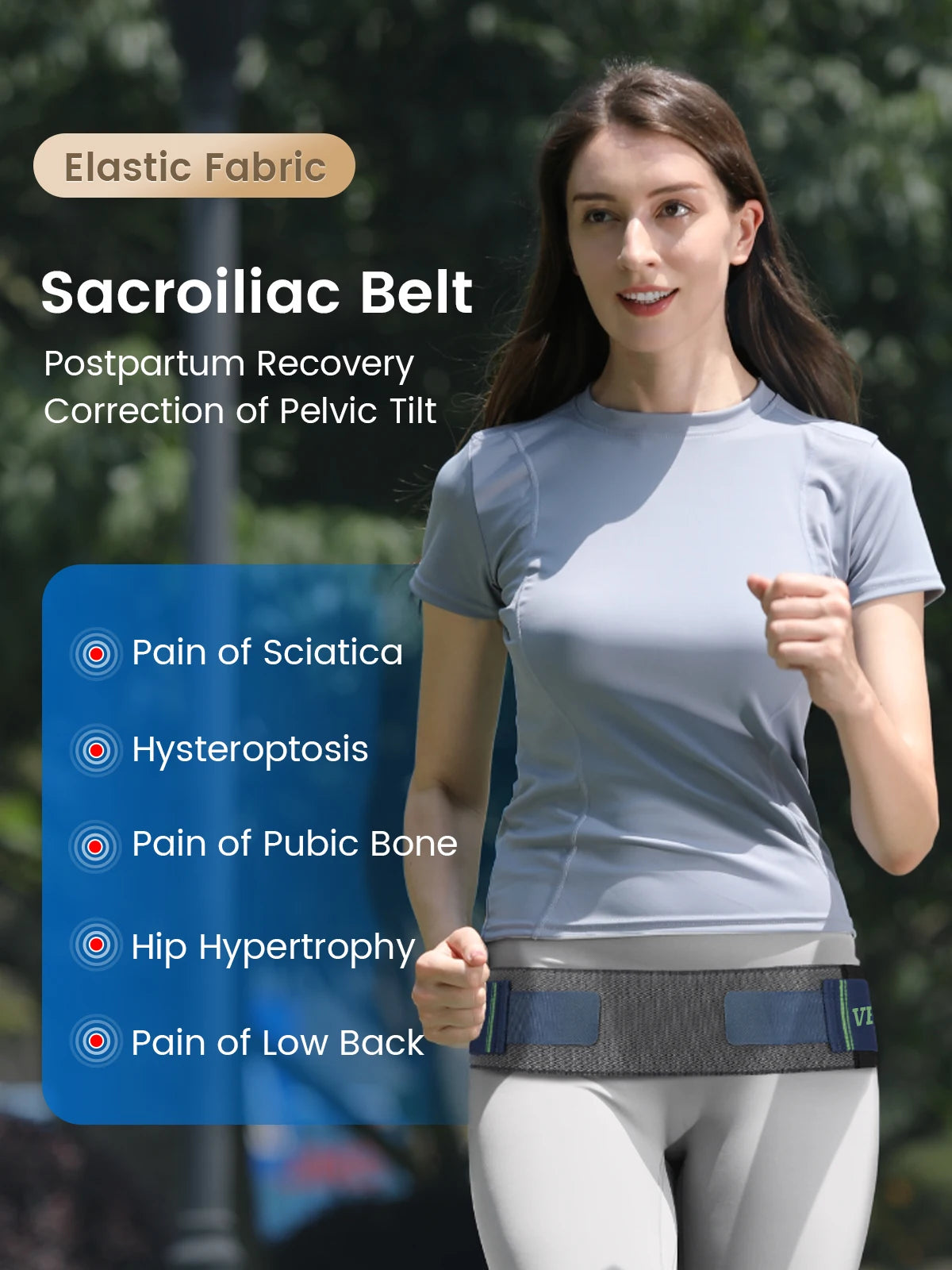 VELPEAU Sacroiliac Belt for Si Joint, Hip, Pelvic, Lower Back, Leg and Sacral Nerve Pain Relief, Pelvic Belt for Women and Men