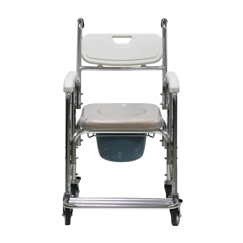 Lightweight Aluminum Alloy Shower Commode 300lbs Capacity Toilet Stool Foldable Wheelchair Seat Waterproof Durable Design