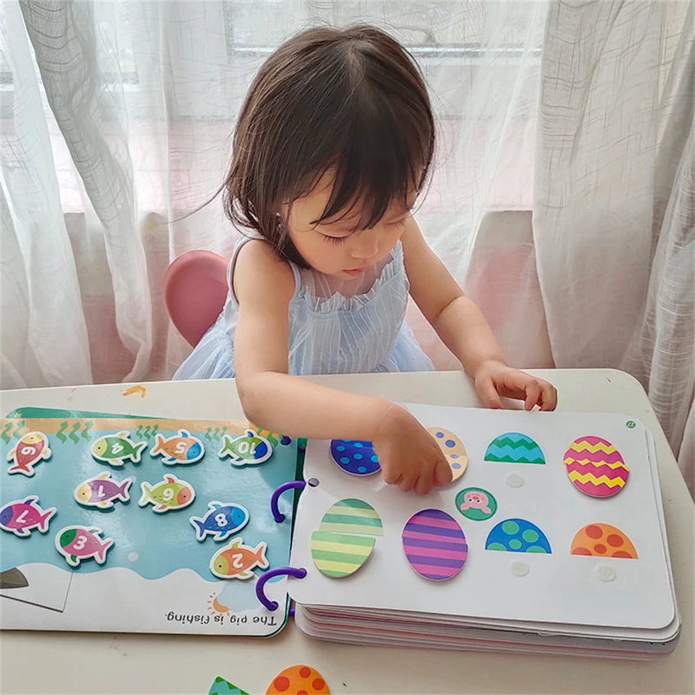 Montessori Lim Stille Bok Barneleke Lim Min Første Travle Barnebok Dyrenummer Matchende Puslespill Pedagogisk Leketøy Libros