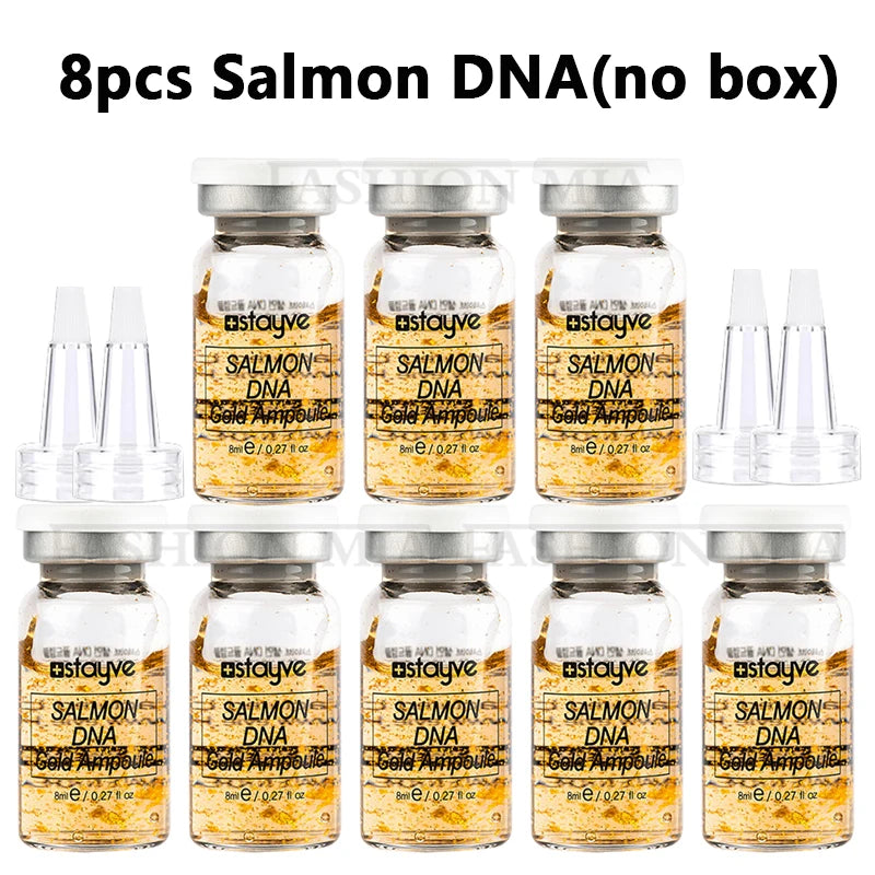 Stayve 8ml Salmon DNA Gold Ampoule Serum Kit Natural Brightening Whitening Moisturizing Rejuvenation Face Care Skin 8pcs DNA(no box)