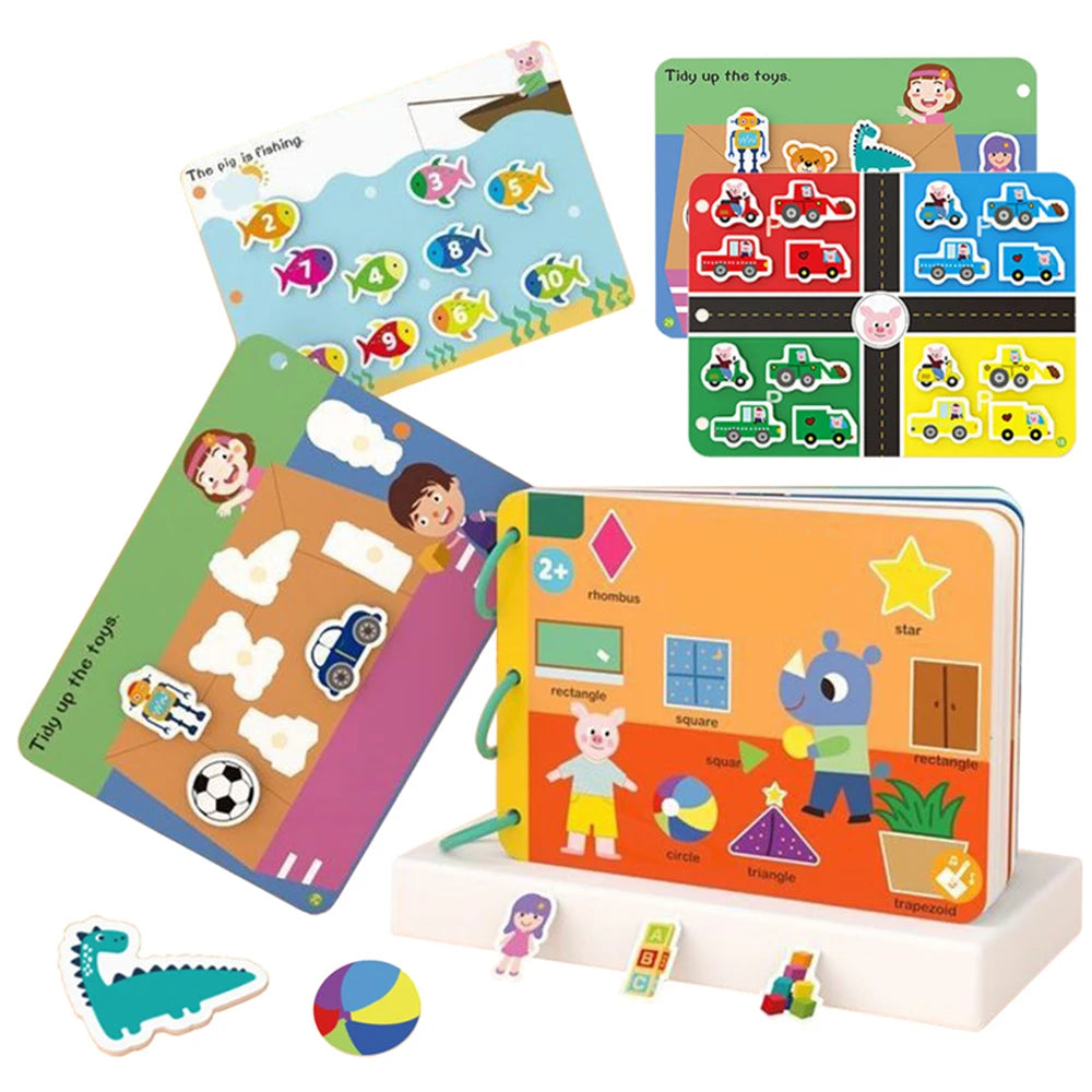 Montessori Lim Stille Bok Barneleke Lim Min Første Travle Barnebok Dyrenummer Matchende Puslespill Pedagogisk Leketøy Libros