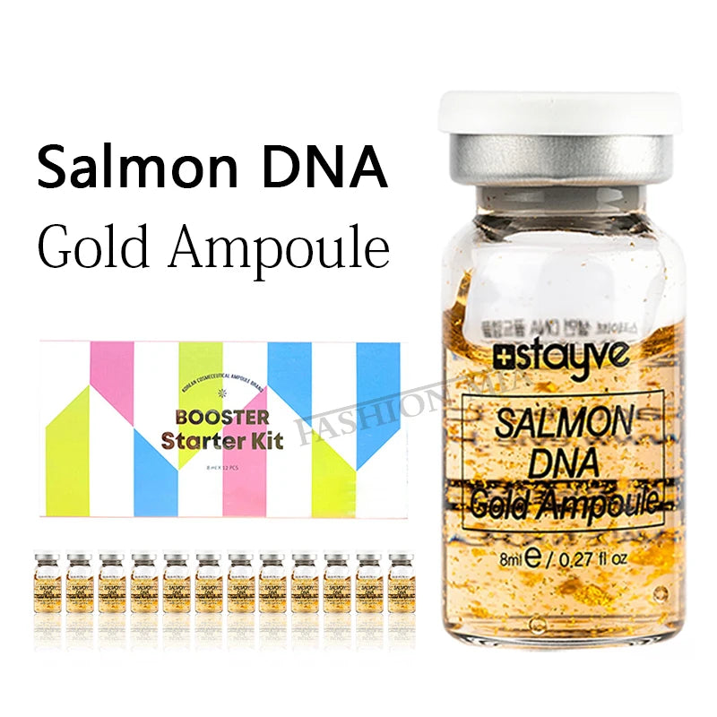 Stayve 8ml Salmon DNA Gold Ampoule Serum Kit Natural Brightening Whitening Moisturizing Rejuvenation Face Care Skin 12pcs Salmon DNA