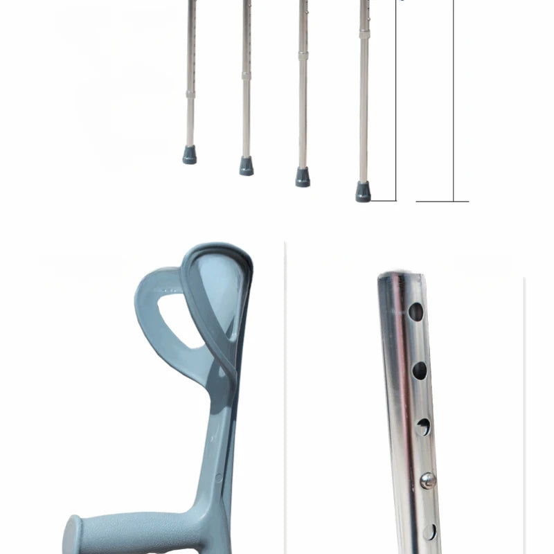 Lightweight Adjustable Forearm Crutches - Ergonomic Height-Control Arm Support with Non-Slip Handle for Mobility Assistance