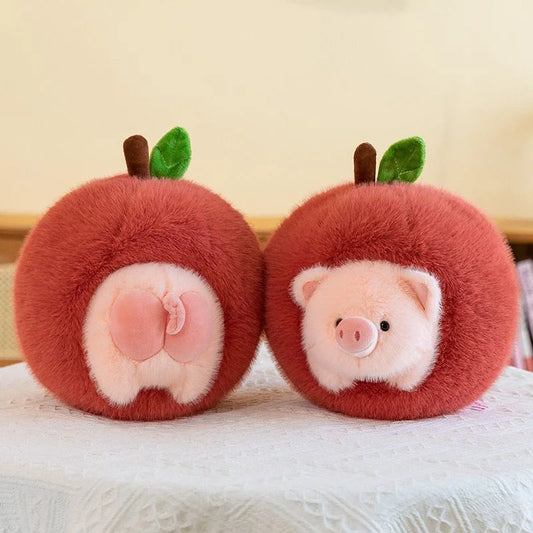 Creative Cute Detachable Apple Pig Plush Toy Stuffed Animals Dolls Funny Home Decoration Accompany Sleep Toy Kids Birthday Gifts