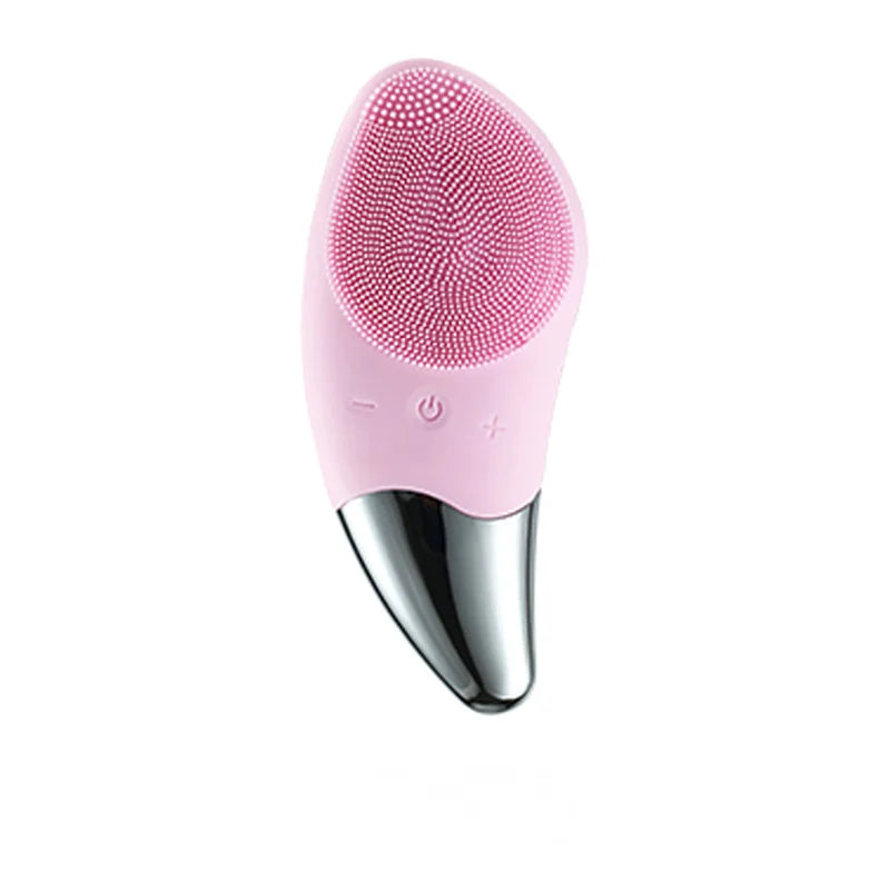 Ultrasonic Electric Silicone Face Cleansing Pore Deep Cleaning Skincare Massager Facial Vibration Massage Relaxation Tool Pink