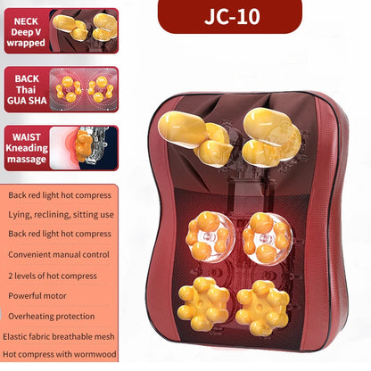Back Waist Cervical Spine Multifunctional Full Body Neck Shoulder Electric Massage Cushion Household Kneading Shiatsu Massager JC-10