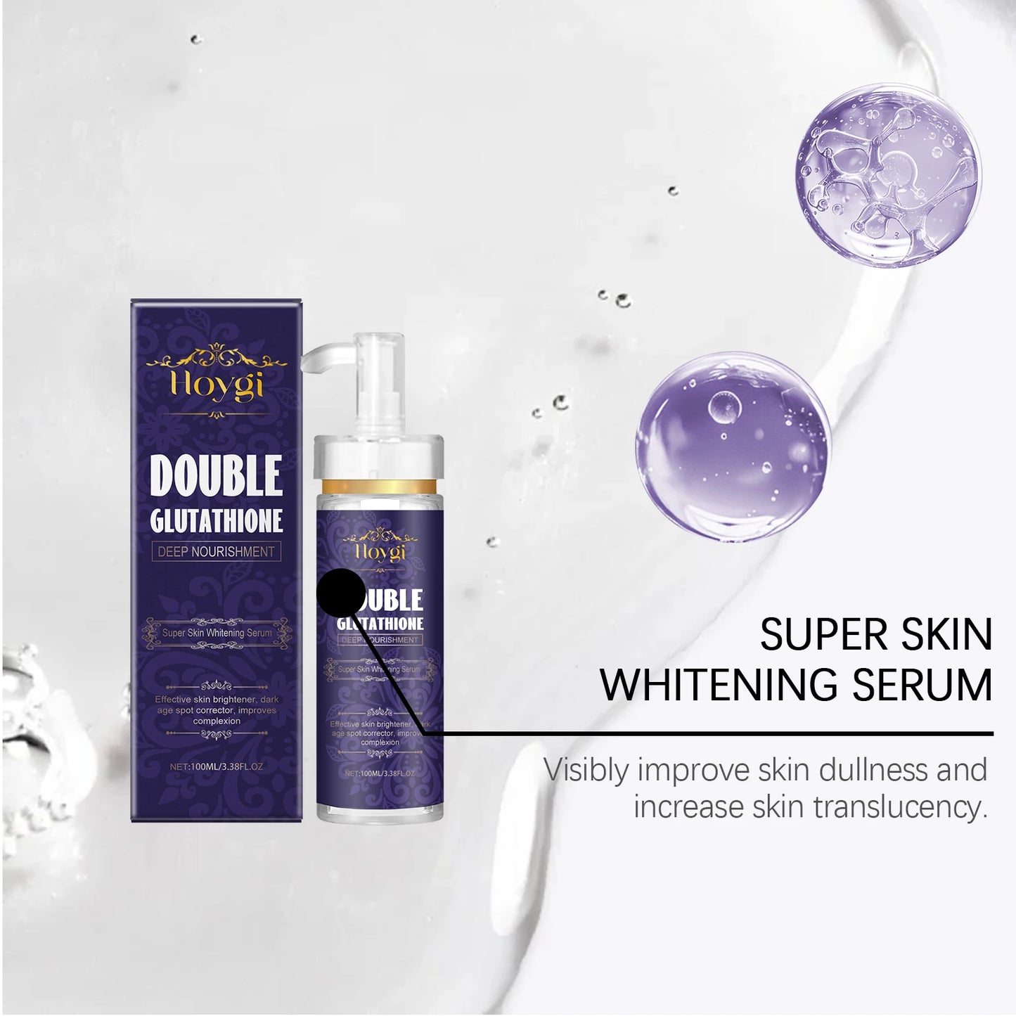 Hoygi 100ml Double Glutathione Serum For Skin Whitening Moisturizing Repair Dullness Remove Dark Spots Brighten Skin Care Serum