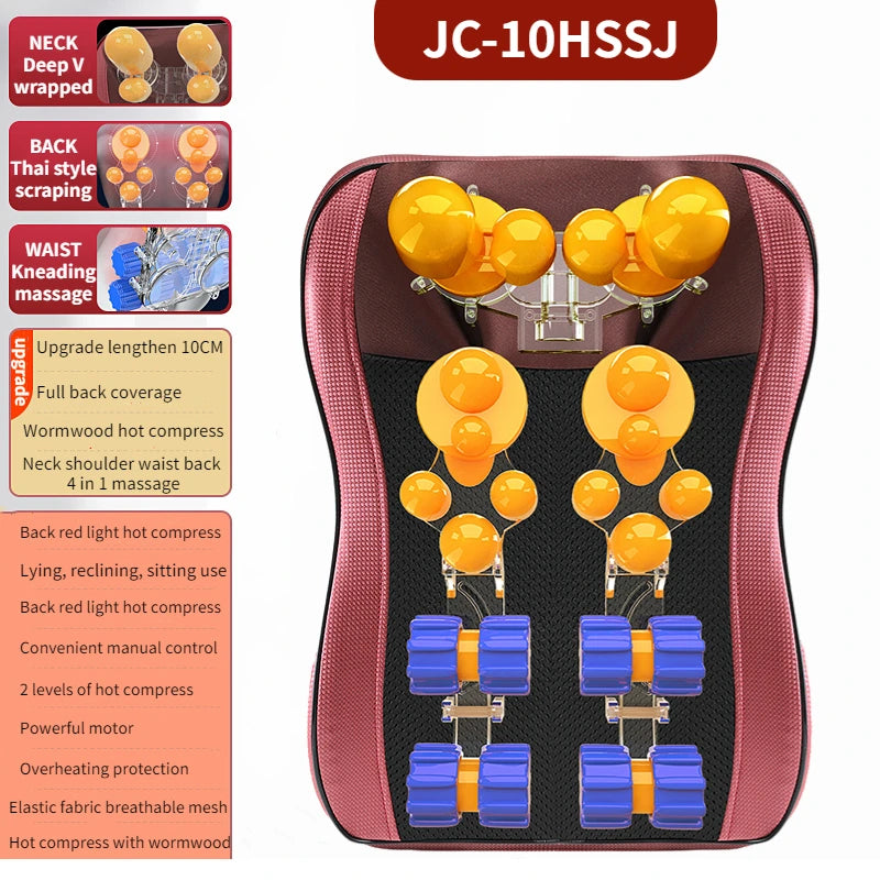 Back Waist Cervical Spine Multifunctional Full Body Neck Shoulder Electric Massage Cushion Household Kneading Shiatsu Massager JC-10HSSJ