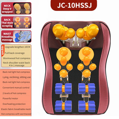 Back Waist Cervical Spine Multifunctional Full Body Neck Shoulder Electric Massage Cushion Household Kneading Shiatsu Massager JC-10HSSJ