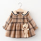 2025 Fall Newborn Baby Girl Dress Clothes Toddler Girls Princess Plaid Birthday Dresses For Infant Baby Clothing 0-2y Vestidos Khaki