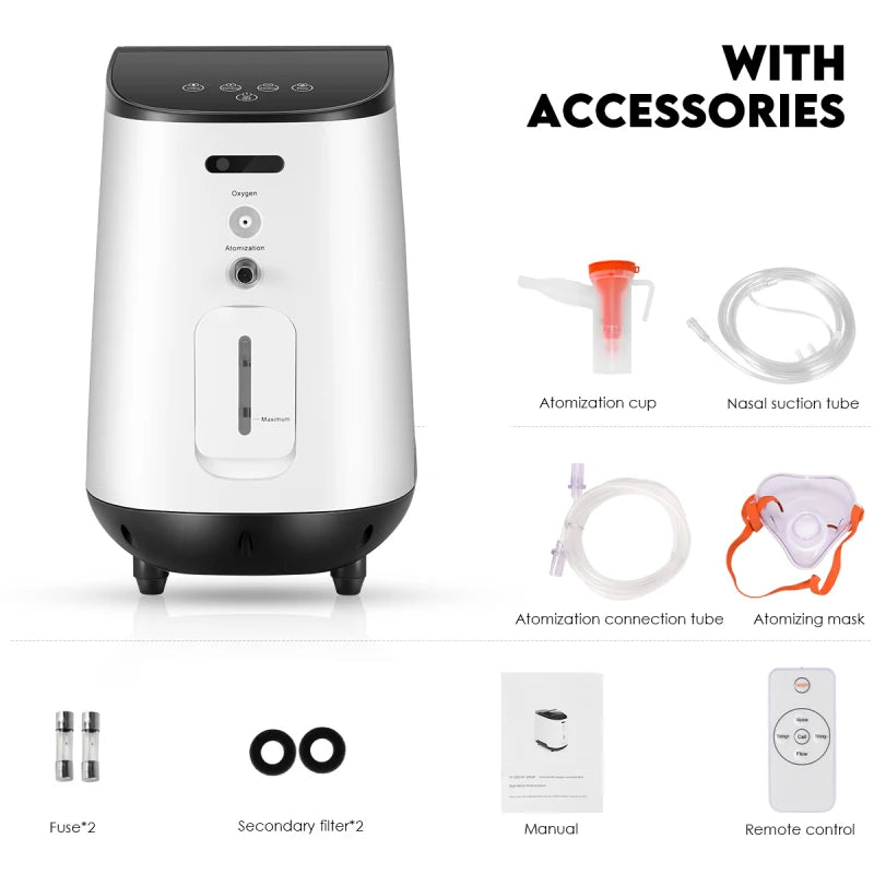 VARON 1-7L/min Oxygen Concentrator Machine Generator Portable Oxygen Making Machine Without Battery Air Purifier AC 220V/110V
