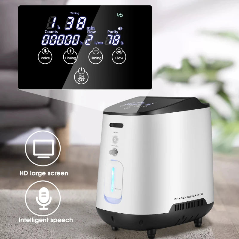VARON 1-7L/min Oxygen Concentrator Machine Generator Portable Oxygen Making Machine Without Battery Air Purifier AC 220V/110V