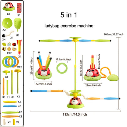 Ladybug Sport Entertainment Game Toy Multifunction Rope Skipping Machine Ferrule Jump Rocket Launcher Outdoor Educational 296Y-5-in-1