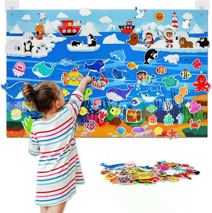 Farm Animals Felt Story Board Set Storytelling Early Learning Interactive Play Kit Wall Hanging Puzzle Toys for Toddlers Gifts B