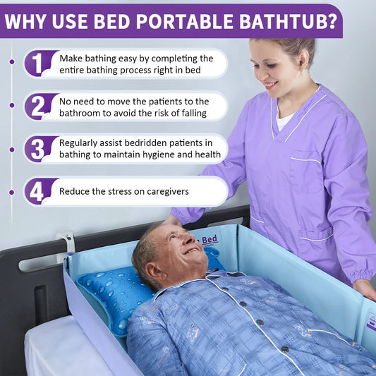 Ehucon Disabled Foldable Bathtub Portable Washing in Bed System Patient Shower Mattress for the Elderly Bedridden People Clean