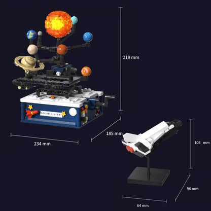 Electric solar system Model building blocks Space Exploration Learning equipment Assembling toy rotatable gift for child student Hand cranked 775pcs