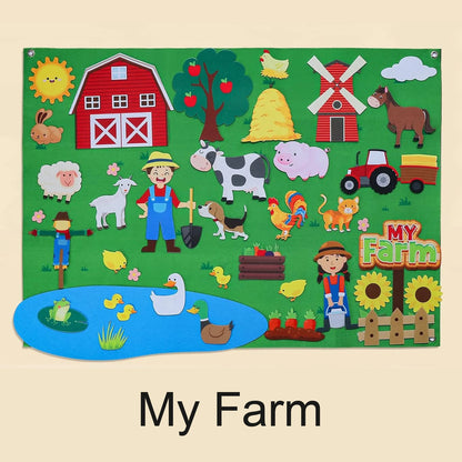 Felt Story Board Set Toy for kids Farm Animals Preschool Education Early Learning Interactive Play Mat Wall Hanging Gift for To Farm-1