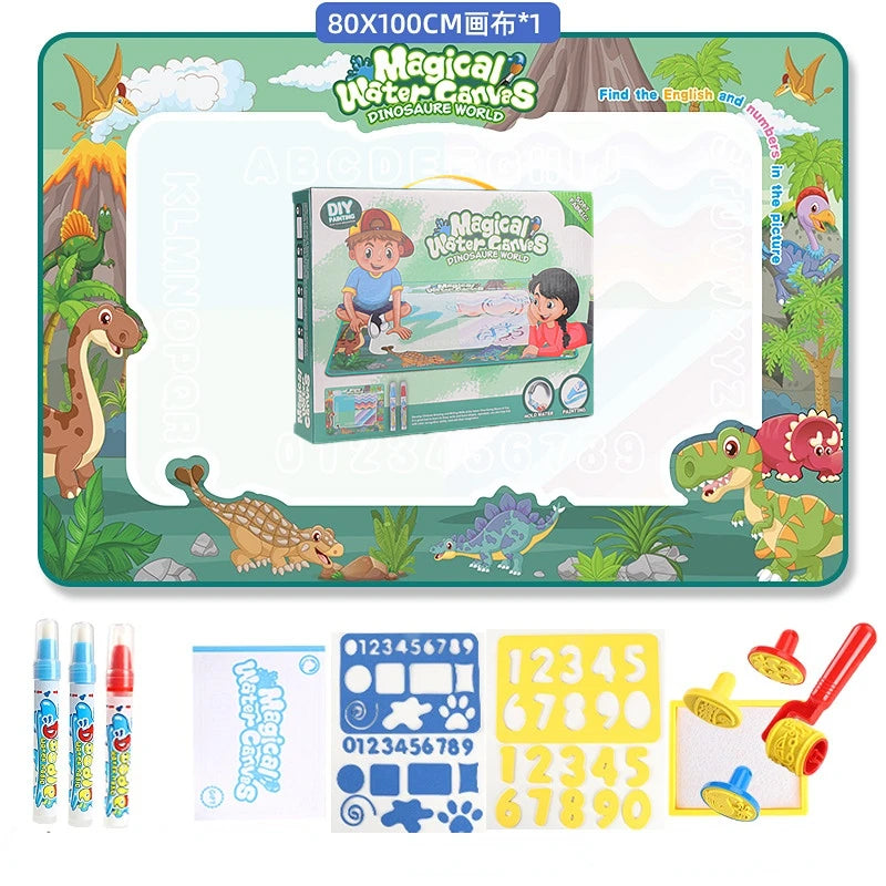 100x80CM Magic Water Drawing Mat Coloring Doodle With Reusable Magic Pens Montessori Painting Board Educational Toys Kids Gifts Dinosaur 100x80CM