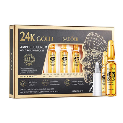 Vitamin C Face Whitening Serum Dark Spots Freckles Removal Hyaluronic Pore Minimizer Anti Aging Wrinkle Remove Golder Essence 24k Gold