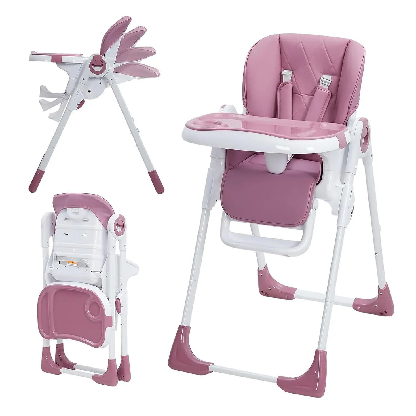 Baby High Chair, Multifunctional Infant Highchairs with Adjustable Height and Recline, Foldable High Chair for Babies & Toddlers purple United States