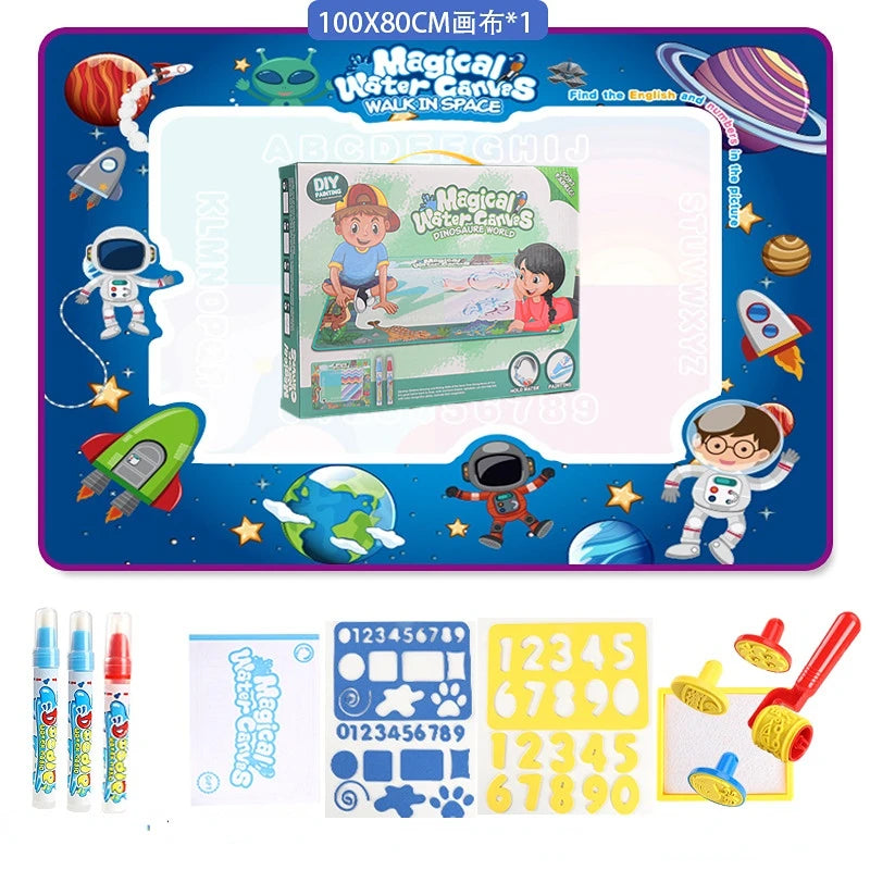 100x80CM Magic Water Drawing Mat Coloring Doodle With Reusable Magic Pens Montessori Painting Board Educational Toys Kids Gifts Space 100x80CM