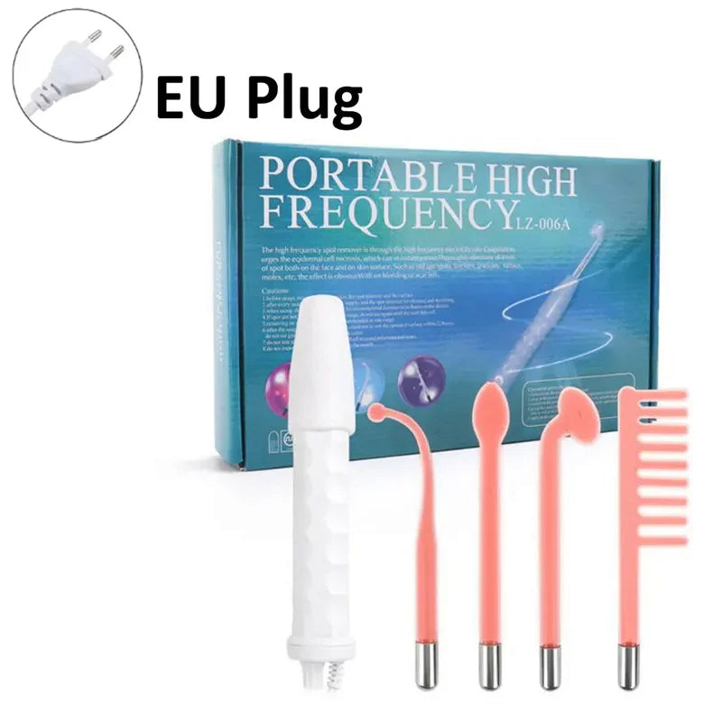 4 In 1 Handheld Electric For Face Skin Beauty Tools Portable High Frequency Facial Therapy Wand Acne Treatment Machine Neon Wand EU Plug