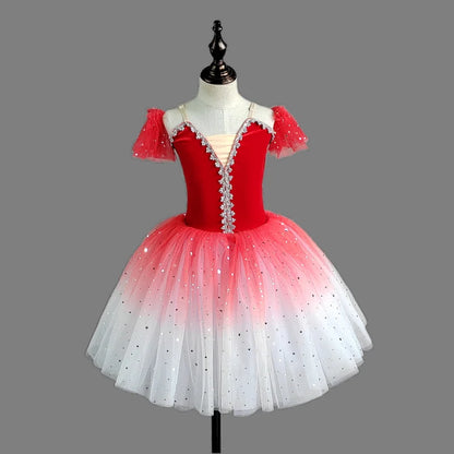 Children's Ballet Skirt, Girls' Dance Skirt, Sequin Dress, Children's Dance Skirt, Collective Program Performance Clothing Red