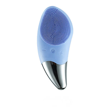 Ultrasonic Electric Silicone Face Cleansing Pore Deep Cleaning Skincare Massager Facial Vibration Massage Relaxation Tool Blue
