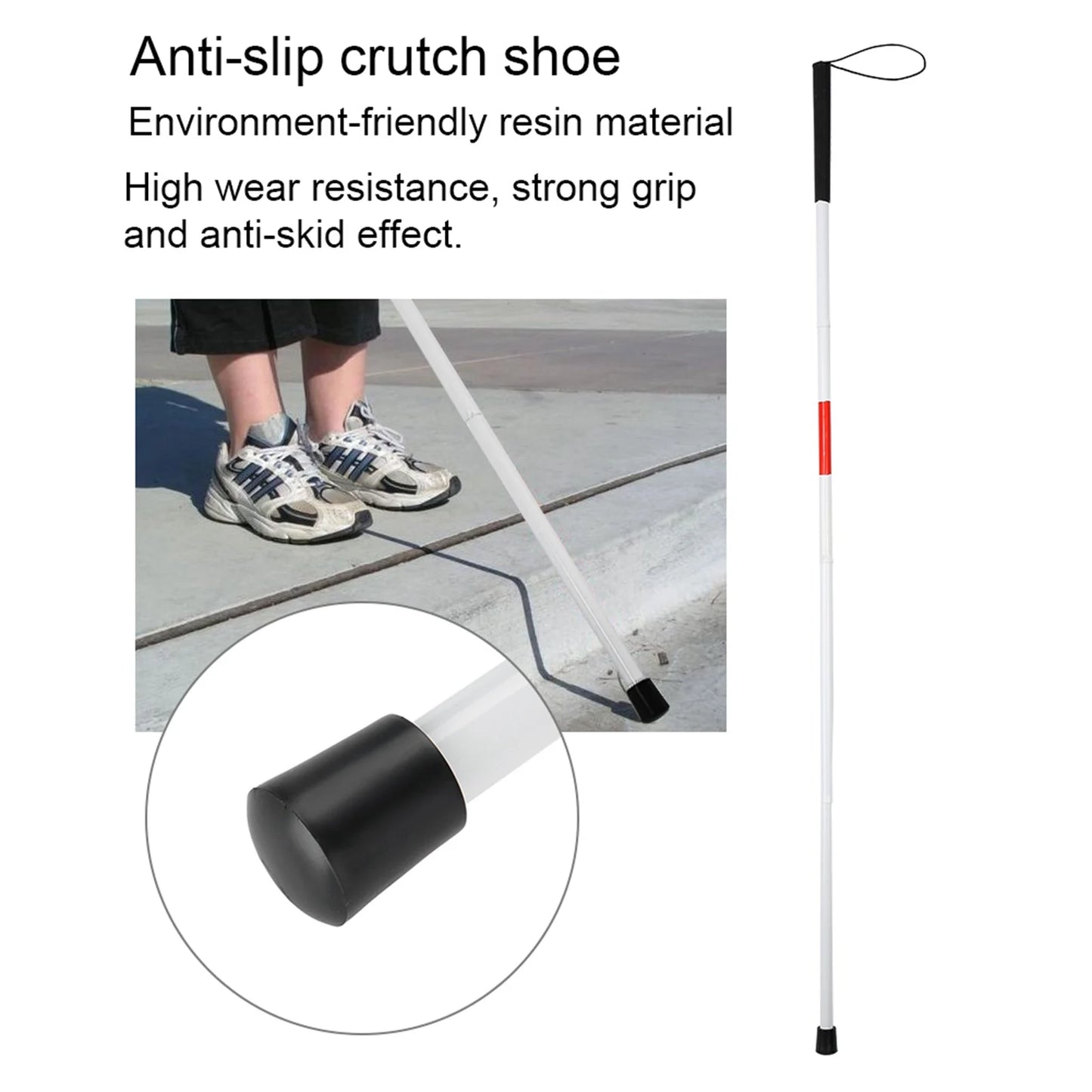 Walking Cane Portable Anti-Shock Guide Walking Stick Blind Cane Reflective Red And White For Outdoor For Blind Visual Impaired