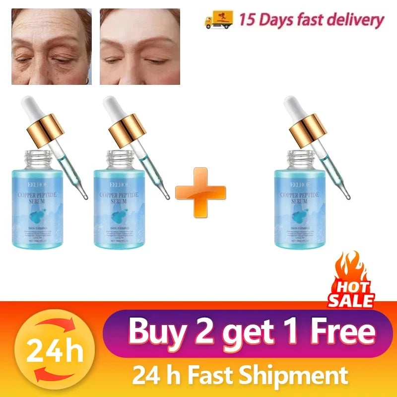 Copper Peptide Anti-Aging Serum Anti-Wrinkle Improve Smoothing Repair Instant Wrinkle Fade Fine Lines Korean Skincare Cosmetics 3PCS