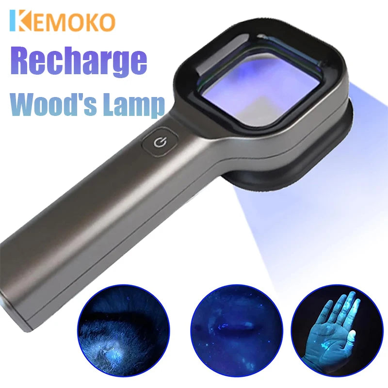 Woods Lamp Skin Analyzer Portable Facial Salon Beauty Analyzer UV Handheld Lamp for Pet Cat and Dog Skin Detection Skin care